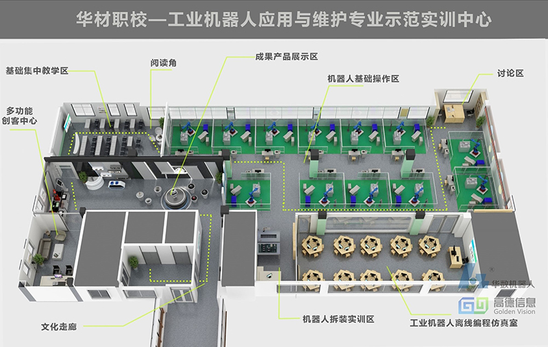 HUACAI vocational school - industrial robot application and maintenance professional demonstration training center